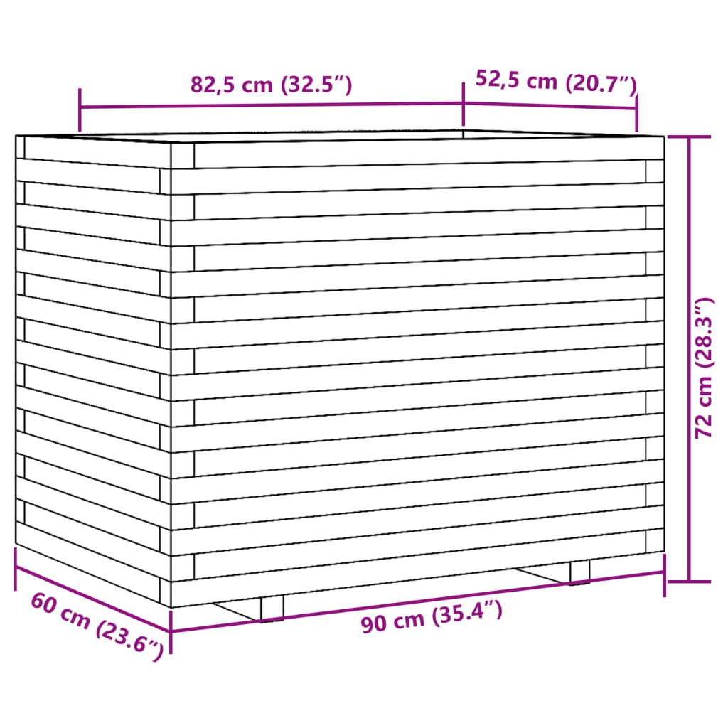 vidaXL Garden Planter 90x60x72 cm Impregnated Wood Pine