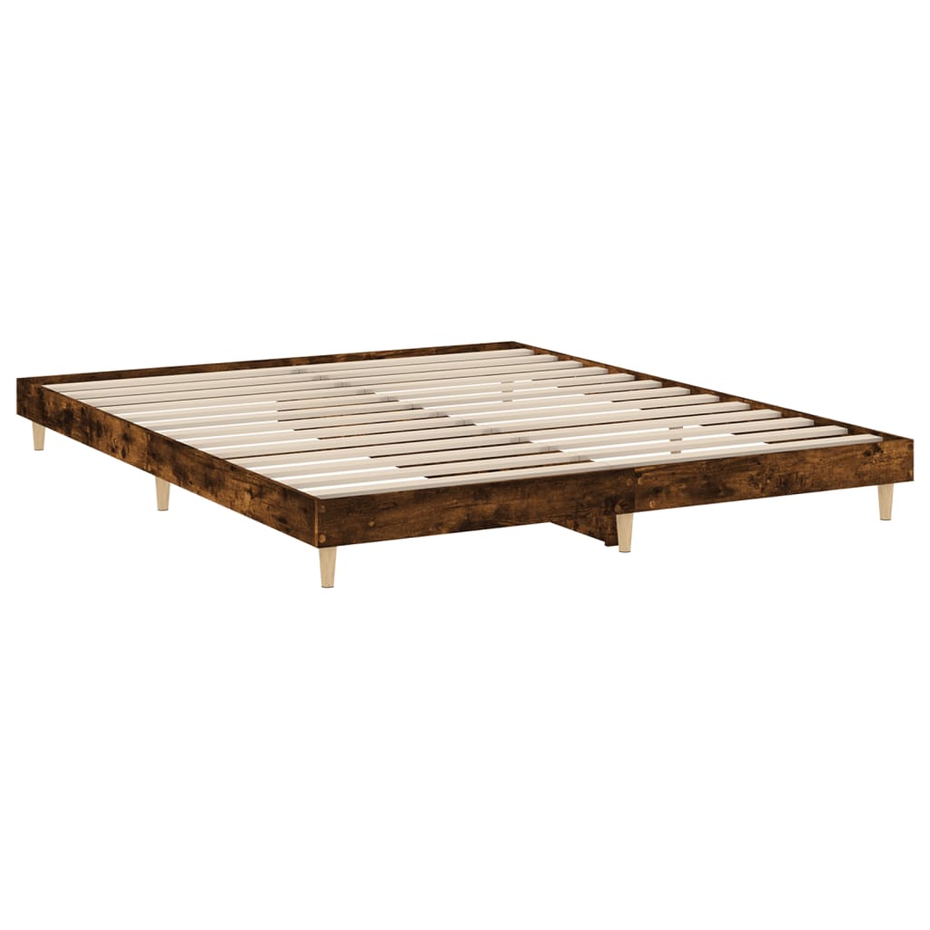 vidaXL Bed Frame Smoked Oak 200x200 cm Engineered Wood