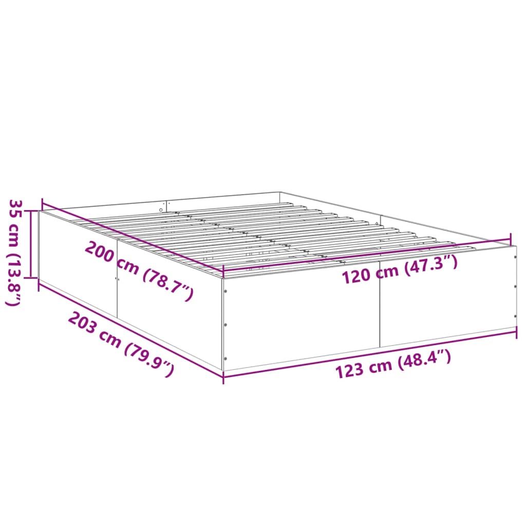 vidaXL Bed Frame without Mattress Brown Oak 120x200 cm