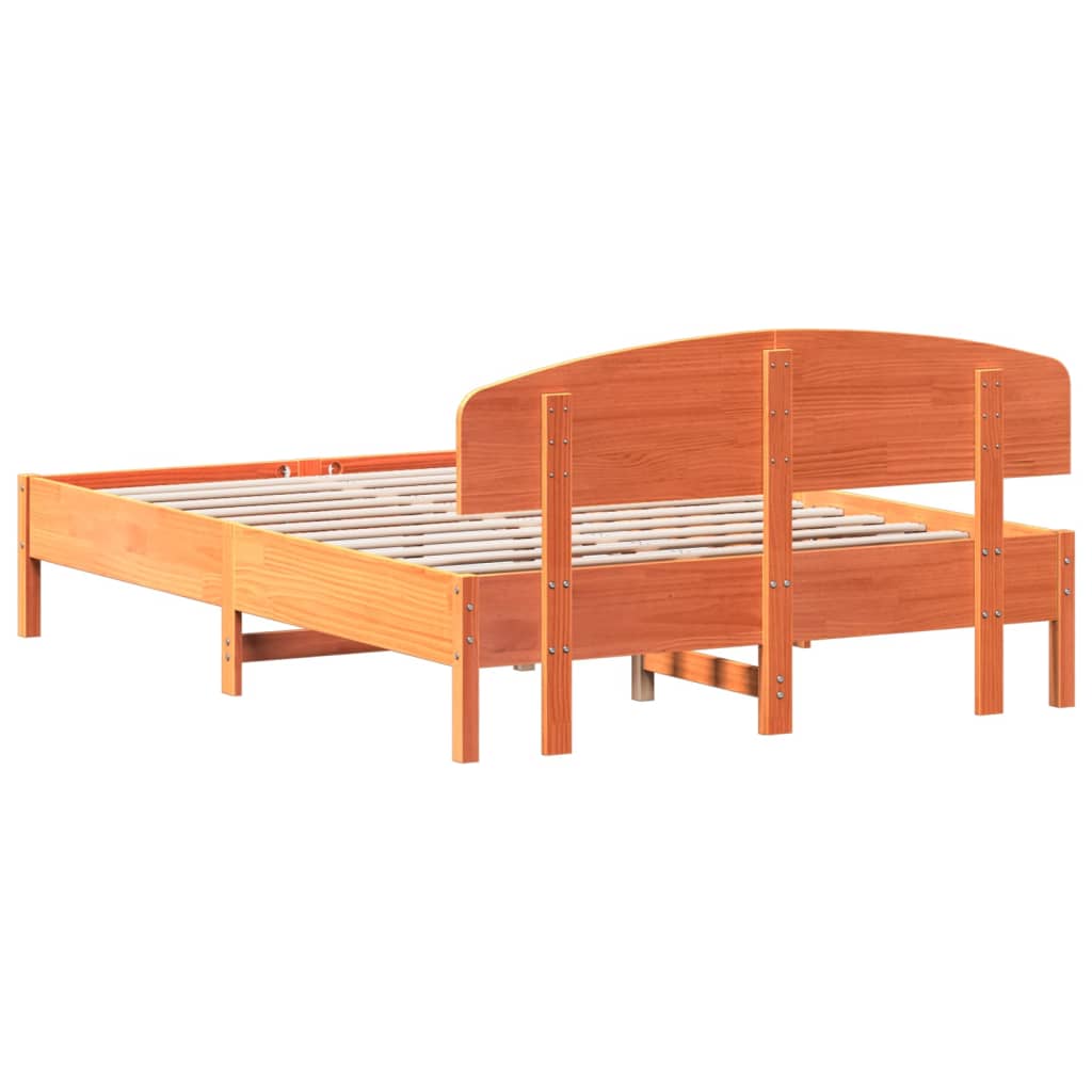 vidaXL Bed Frame without Mattress Wax Brown 160x200 cm Solid Wood Pine