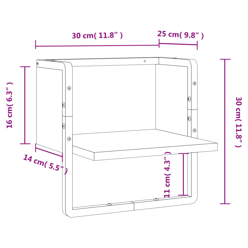 vidaXL Wall Shelf with Bar Sonoma Oak 30x25x30 cm