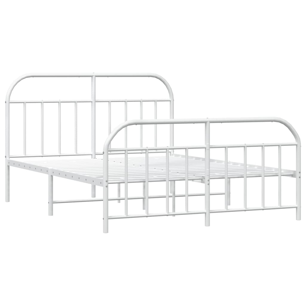 vidaXL Metal Bed Frame without Mattress with Footboard White 180x200 cm Super King