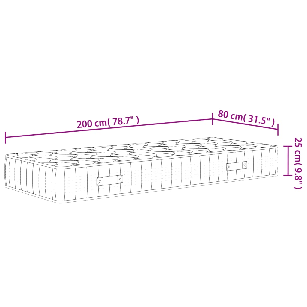 vidaXL Pocket Spring Mattress Medium Firm 80x200 cm