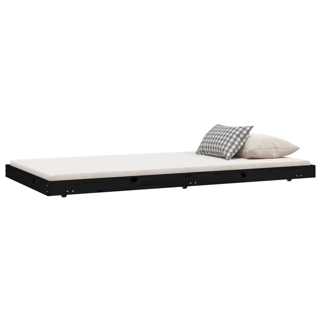 vidaXL Bed Frame without Mattress Black 100x200 cm Solid Wood Pine