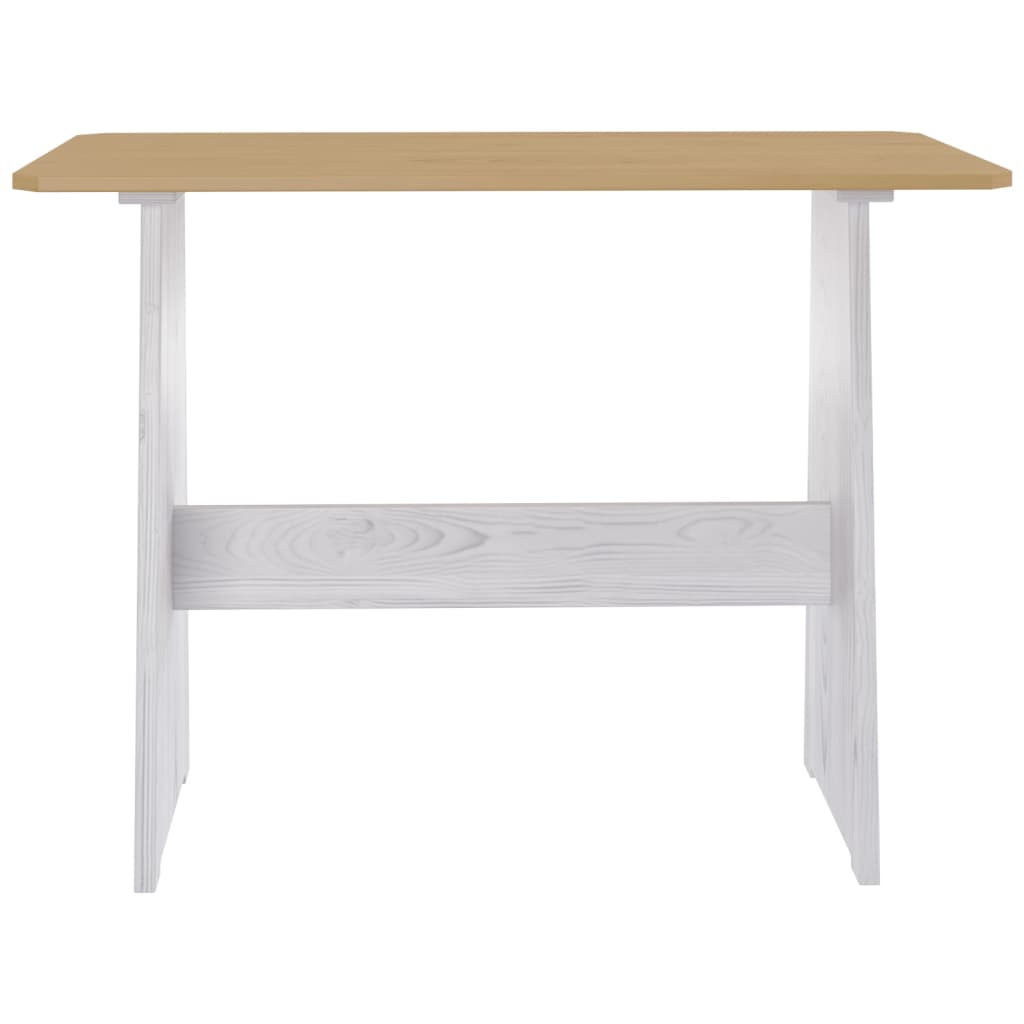 vidaXL Dining Table with Bench REINE Honey Brown&White Solid Wood Pine