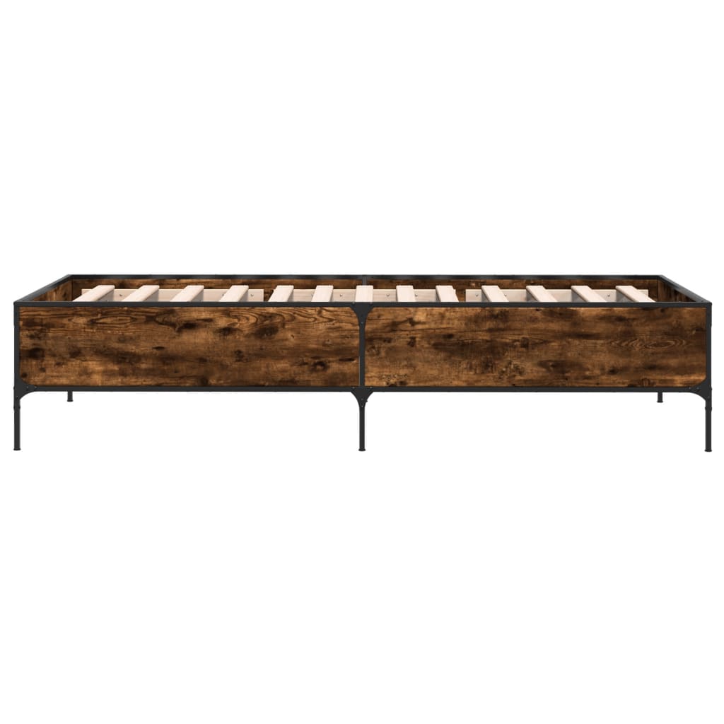 vidaXL Bed Frame without Mattress Smoked Oak 100x200 cm