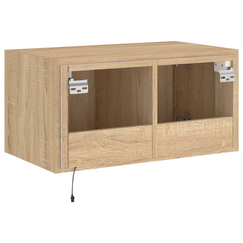 vidaXL TV Wall Cabinet with LED Lights Sonoma Oak 60x35x31 cm