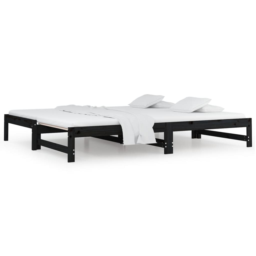 vidaXL Pull-out Day Bed without Mattress Black 2x(90x200) cm