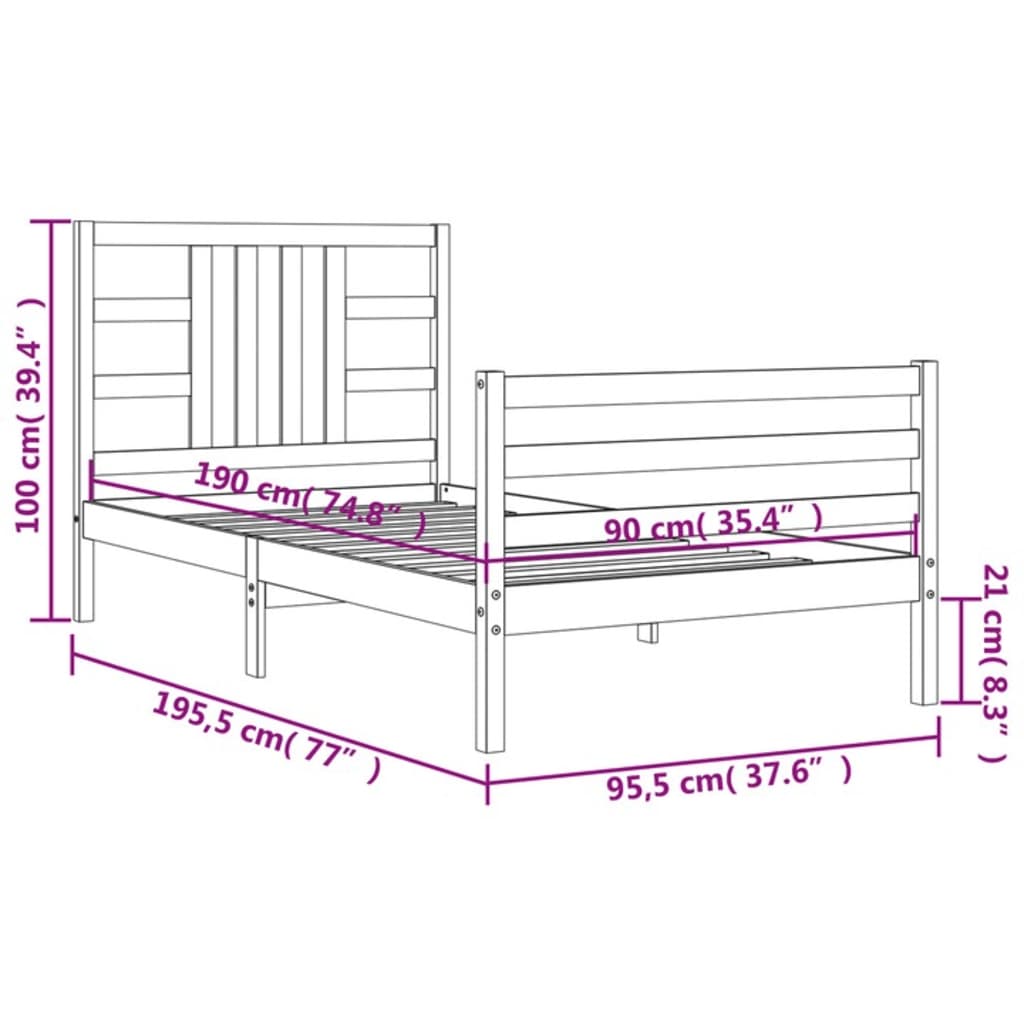 vidaXL Bed Frame without Mattress Single Solid Wood Pine