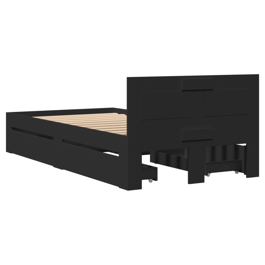 vidaXL Bed Frame with Headboard without Mattress Black 75x190 cm Small Single