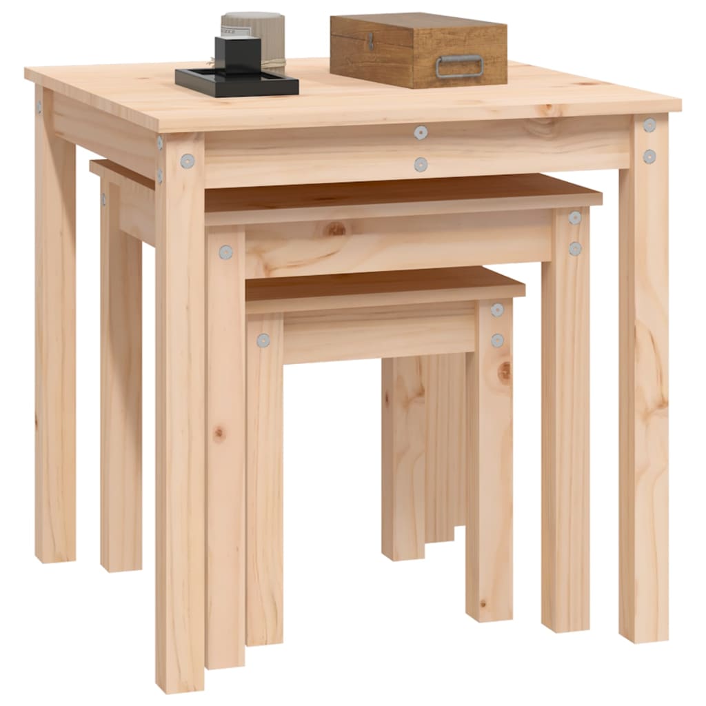 vidaXL Nesting Tables 3 pcs Solid Wood Pine