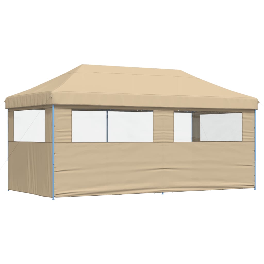 vidaXL Foldable Party Tent Pop-Up with 3 Sidewalls Beige