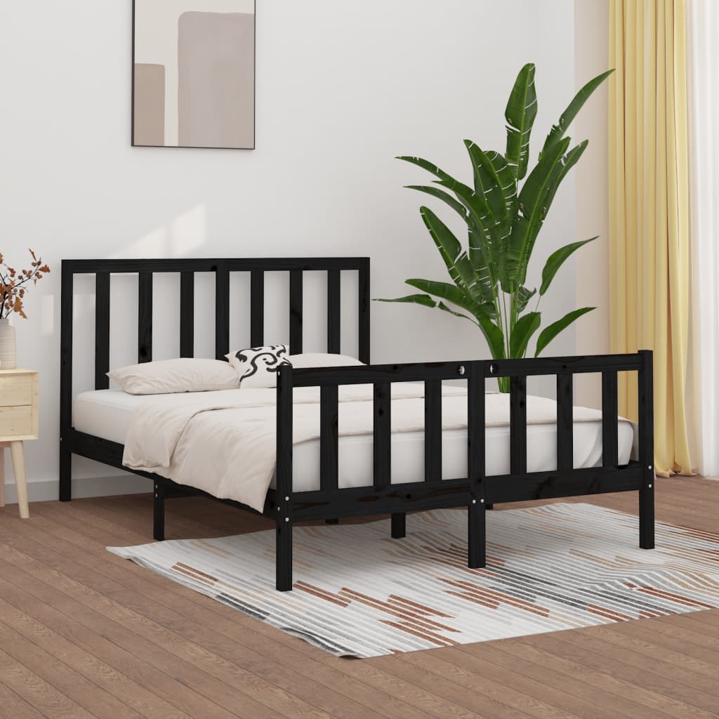 vidaXL Bed Frame without Mattress Black 160x200 cm Solid Wood