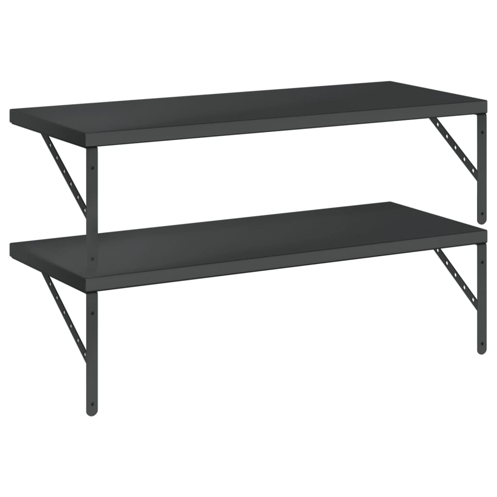 vidaXL Wall Shelves 2 pcs 100x40 cm Black Stainless Steel