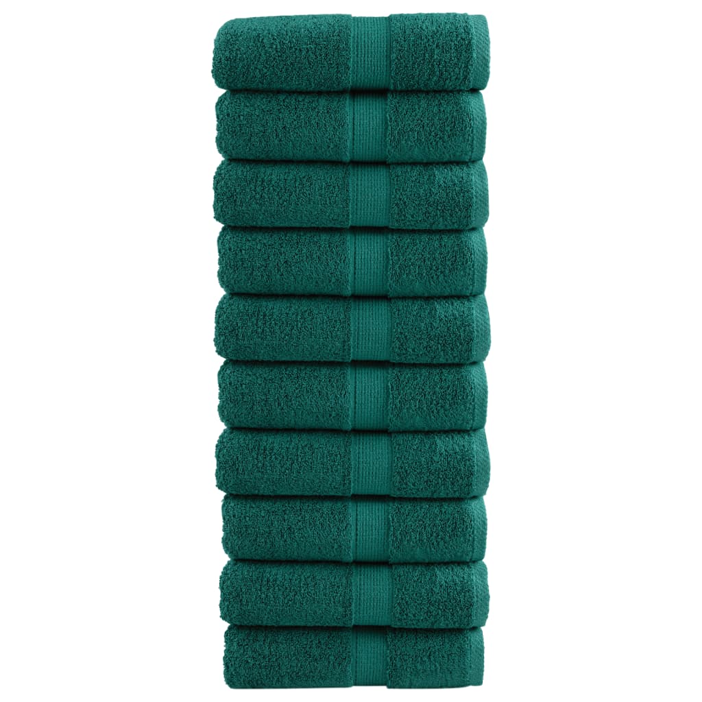 vidaXL Premium Soap Towels SOLUND 10 pcs Green 30x30 cm 600 gsm