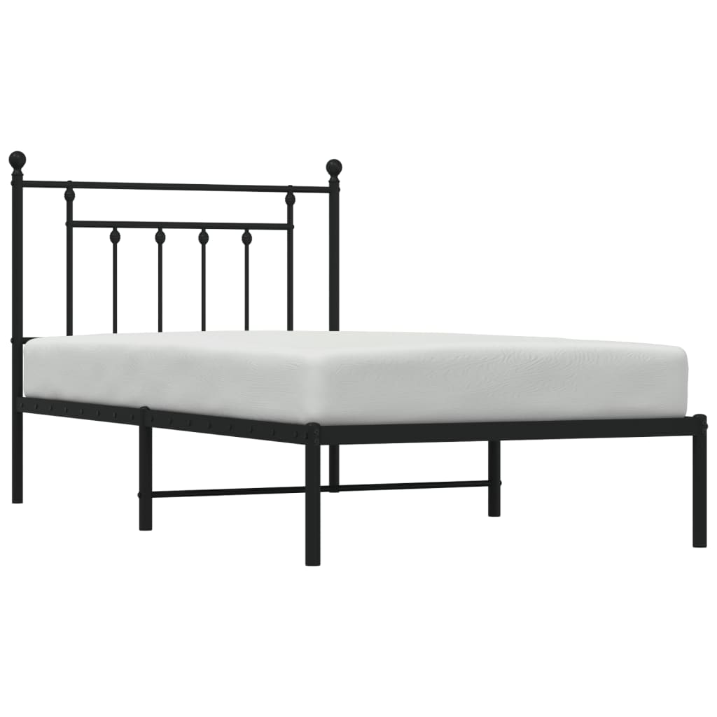 vidaXL Metal Bed Frame without Mattress with Headboard Black 100x190 cm