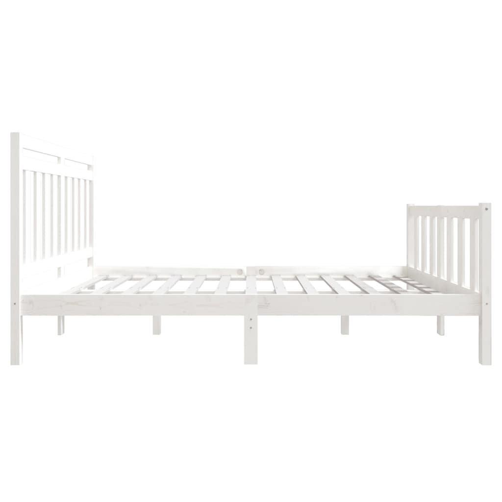 vidaXL Bed Frame without Mattress White Solid Wood 140x190 cm (810063+814095)