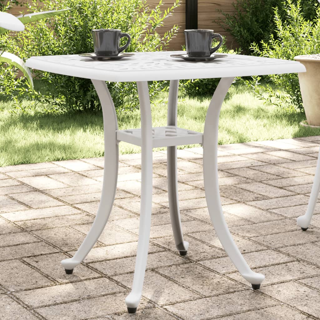 vidaXL Garden Table White 53x53x53 cm Cast Aluminium