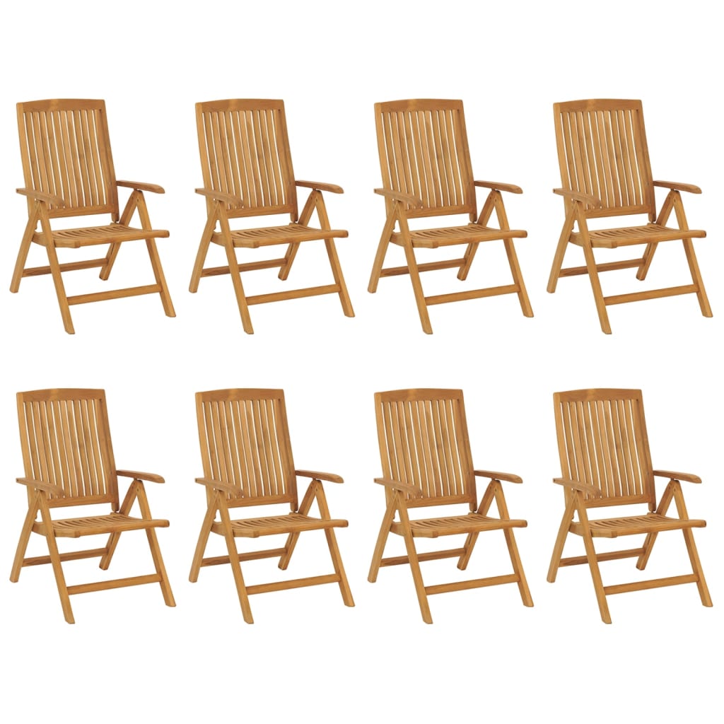 vidaXL Reclining Garden Chairs 8 pcs Solid Wood Teak