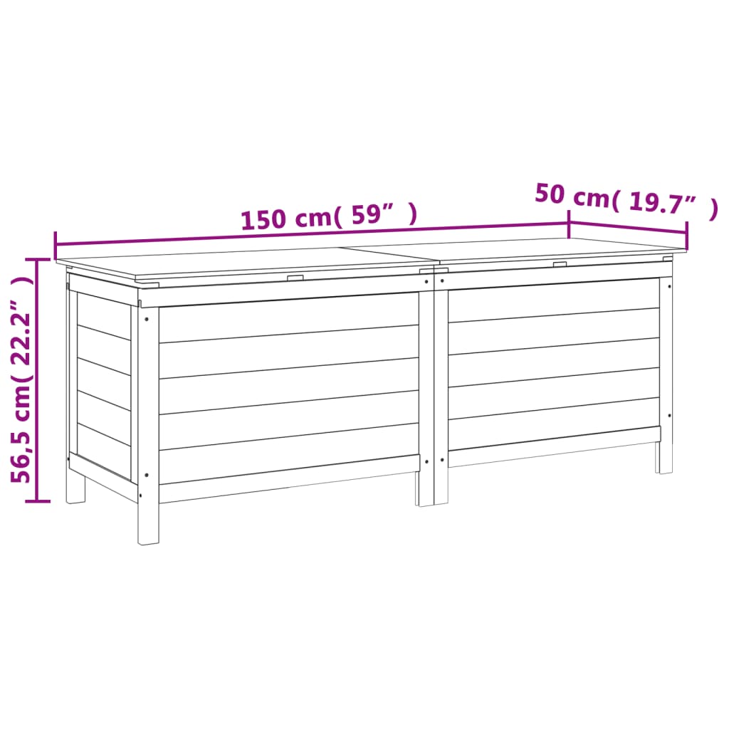 vidaXL Garden Storage Box White 150x50x56.5 cm Solid Wood Fir