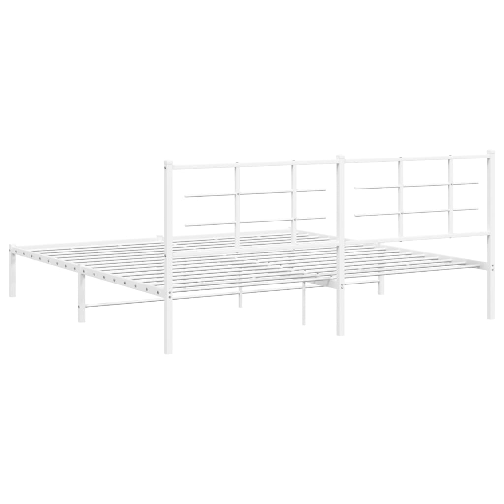 vidaXL Metal Bed Frame without Mattress with Headboard White 200x200 cm