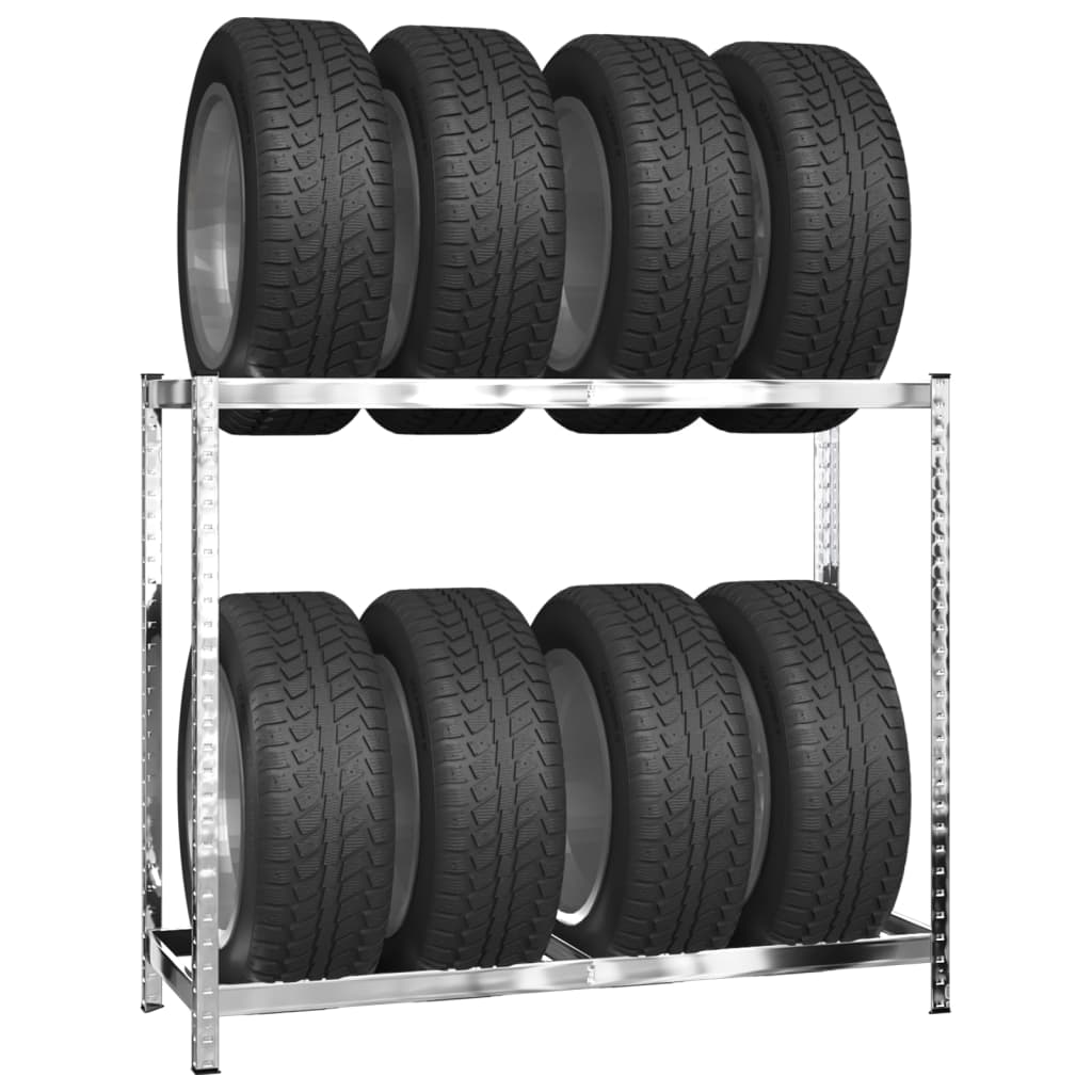 vidaXL 2-Layer Tire Rack 3 pcs Silver 110x40x110 cm Steel