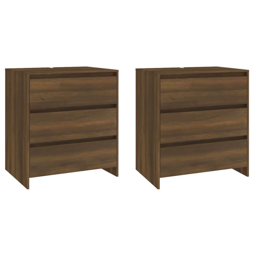 vidaXL 3 Piece Sideboard Brown Oak Engineered Wood