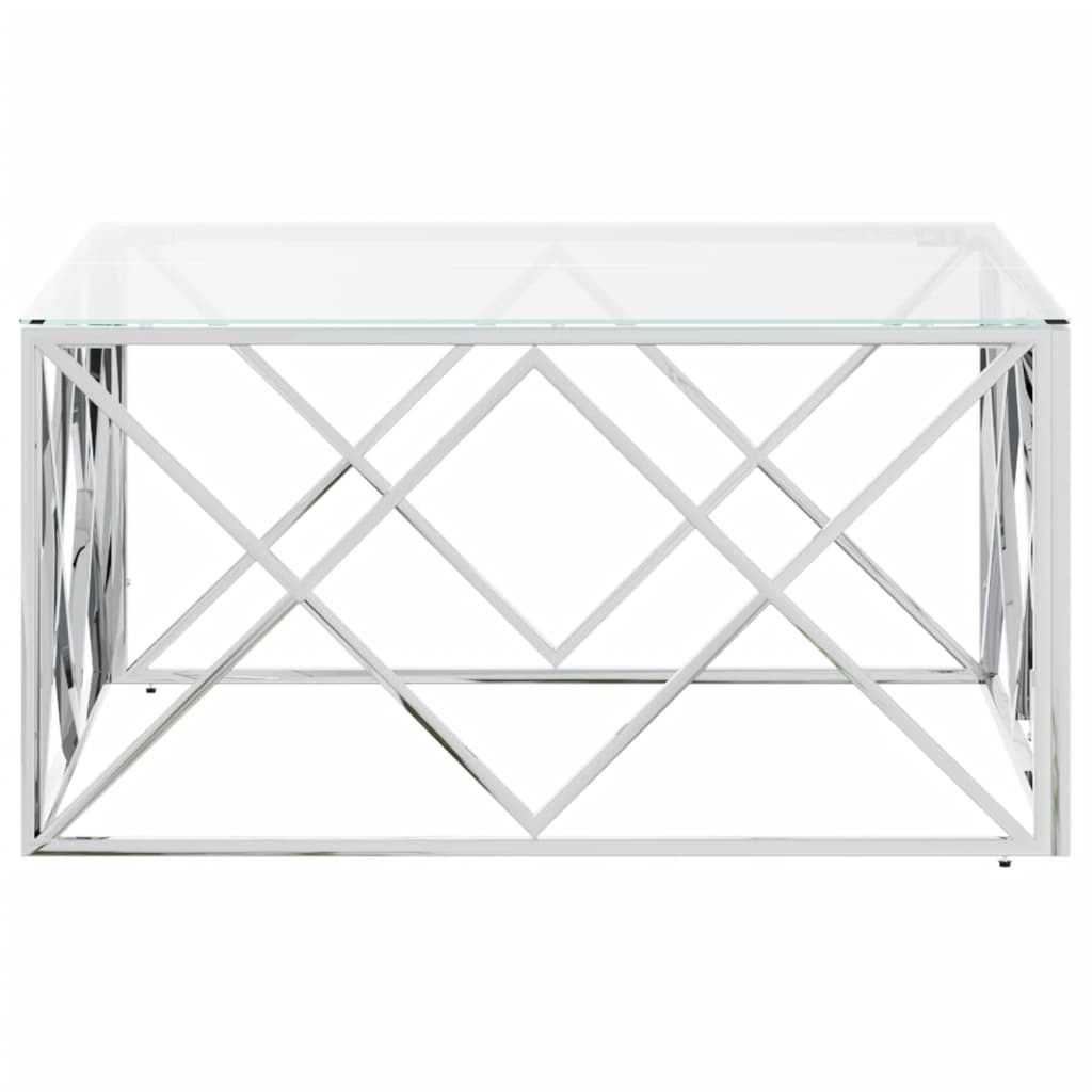 vidaXL Coffee Table 80x80x40 cm Stainless Steel and Glass