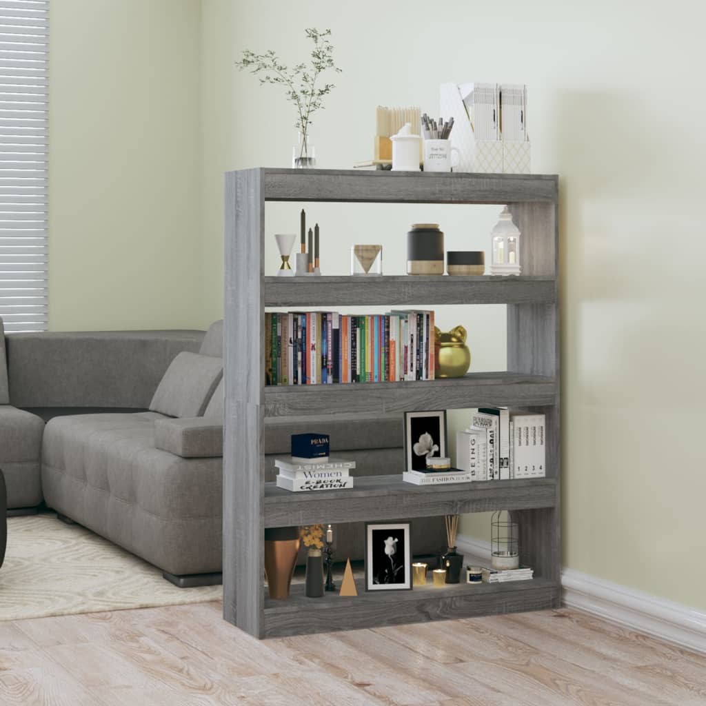 vidaXL Book Cabinet/Room Divider Grey Sonoma 100x30x135 cm