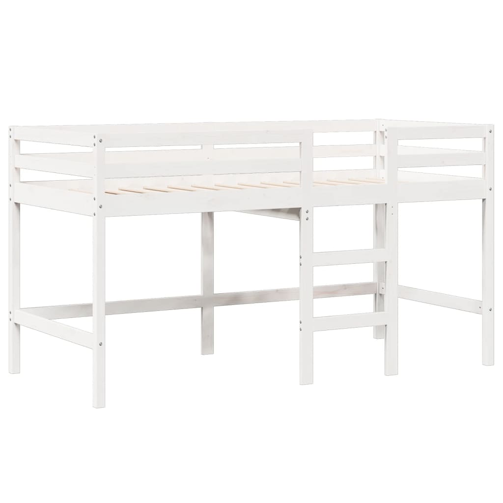 vidaXL High Sleeper Bed without Mattress White 75x190 cm Small Single Solid Wood Pine