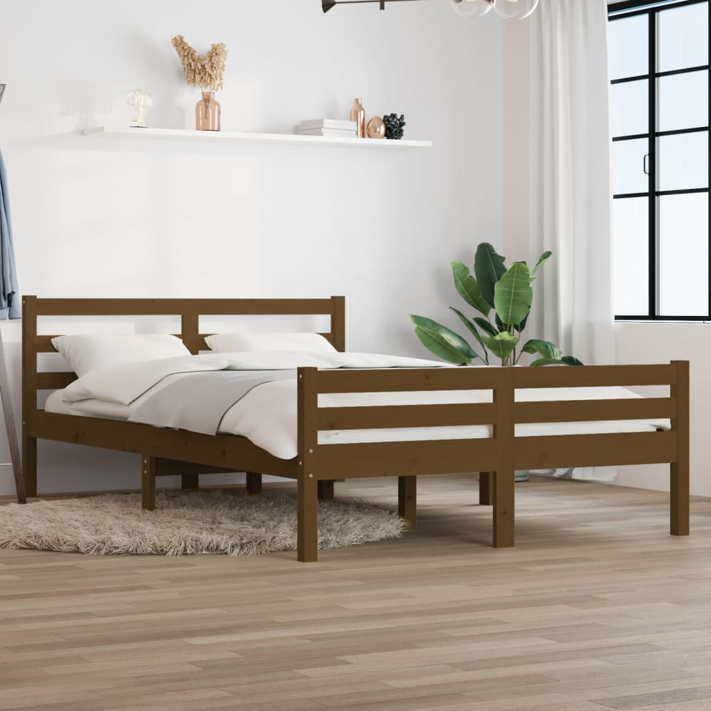 vidaXL Bed Frame without Mattress Honey Brown Solid Wood 140x200 cm