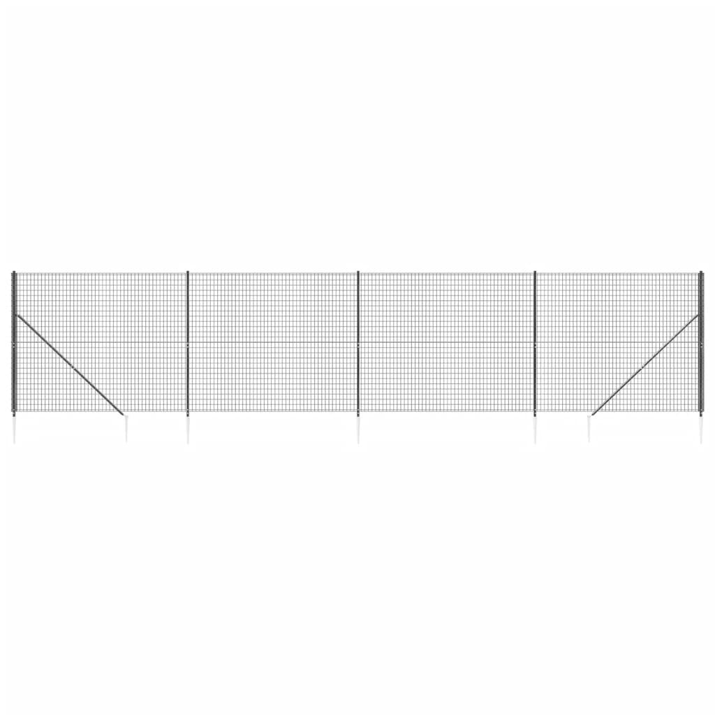 vidaXL Wire Mesh Fence with Spike Anchors Anthracite 2.2x10 m