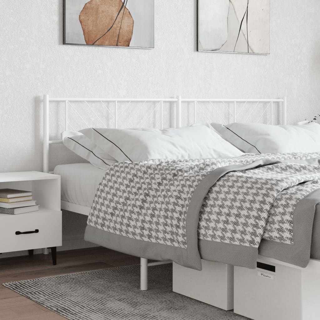 vidaXL Metal Headboard White 200 cm