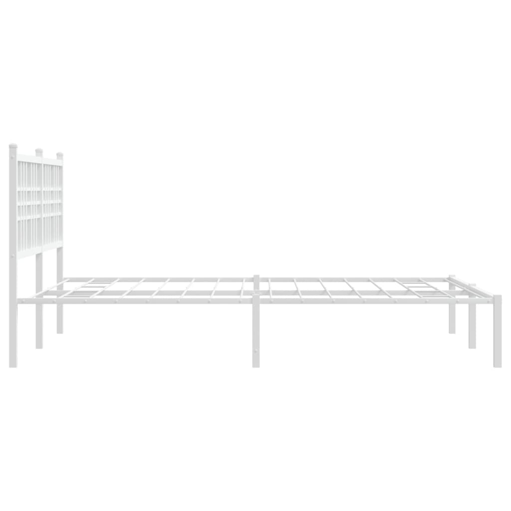 vidaXL Metal Bed Frame without Mattress with Headboard White 120x190 cm Small Double