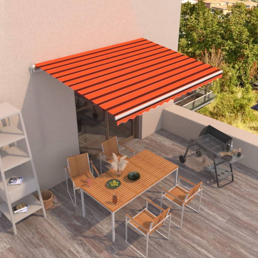 vidaXL Manual Retractable Awning 400x350 cm Orange and Brown