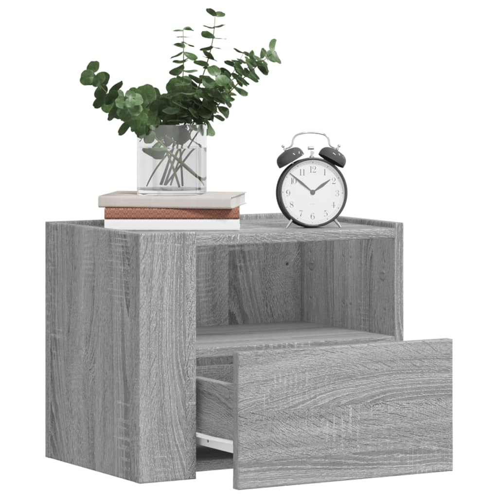 vidaXL Wall-mounted Bedside Cabinet Grey Sonoma 45x30x35 cm