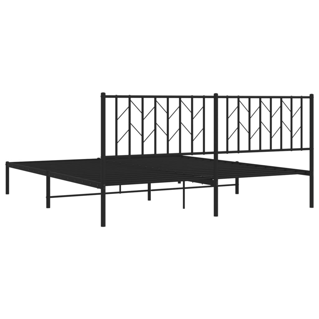 vidaXL Metal Bed Frame without Mattress with Headboard Black 183x213 cm