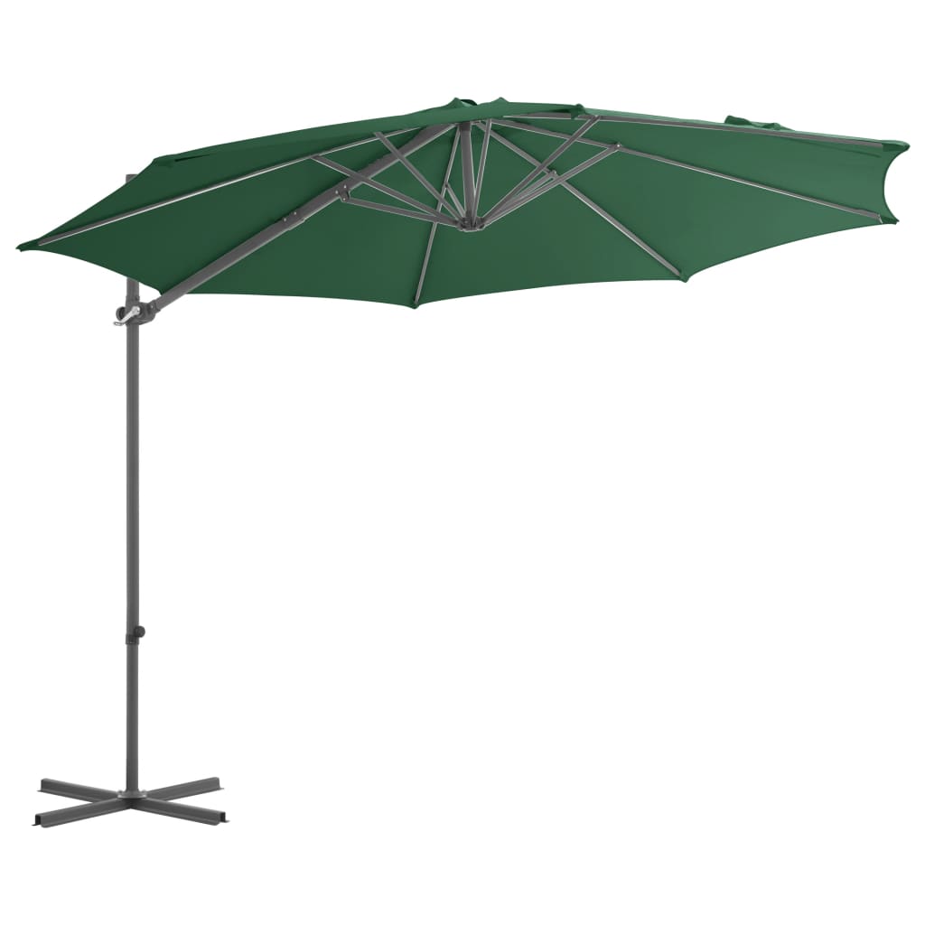 vidaXL Cantilever Garden Parasol with Steel Pole Green 300 cm