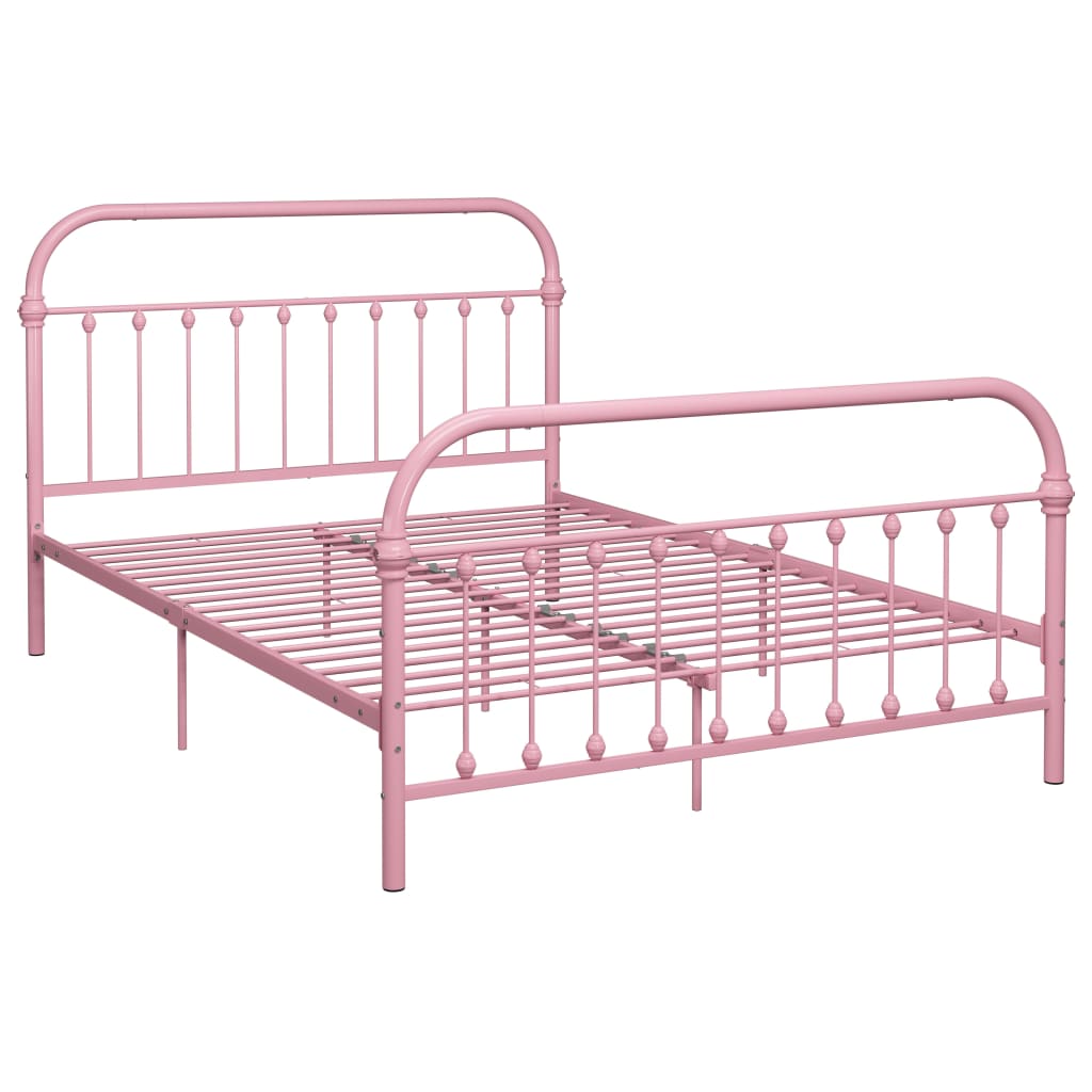 vidaXL Bed Frame without Mattress Pink Metal 160x200 cm