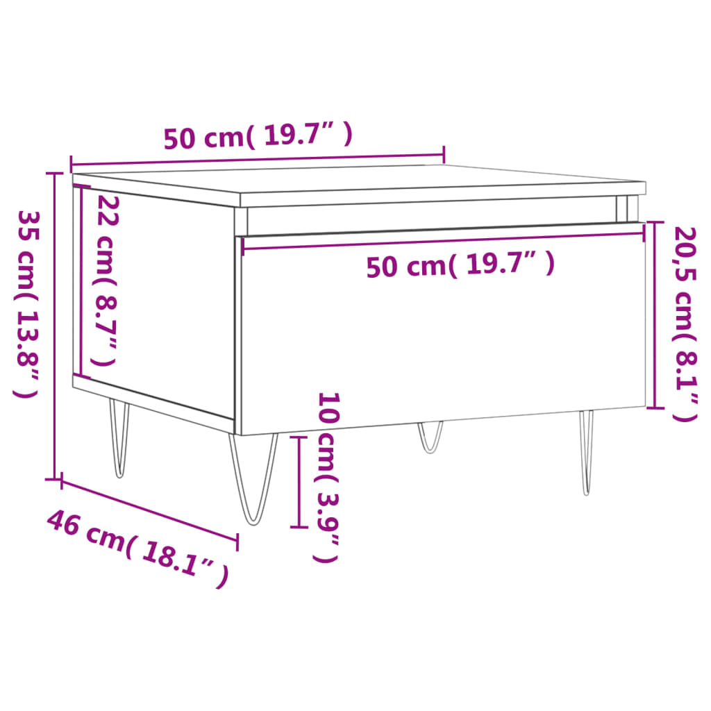 vidaXL Coffee Table Black 50x46x35 cm Engineered Wood