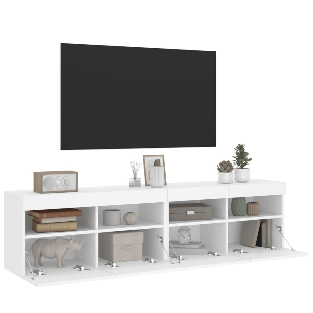 vidaXL TV Wall Cabinets with LED Lights 2 pcs White 80x30x40 cm