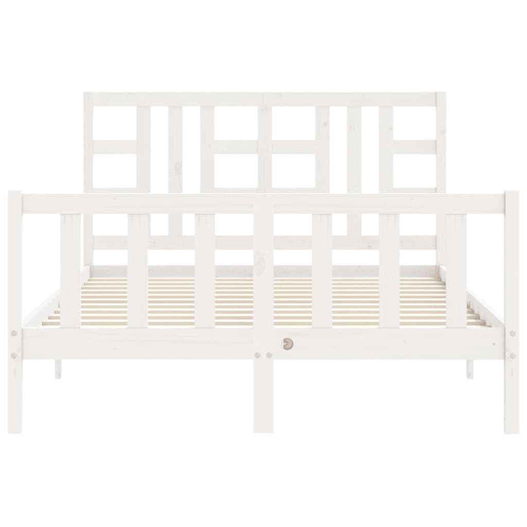 vidaXL Bed Frame without Mattress White Double Solid Wood Pine