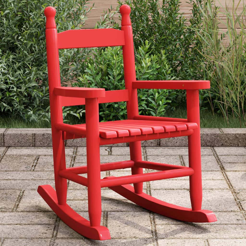 vidaXL Rocking Chair for Children Red Solid Wood Poplar