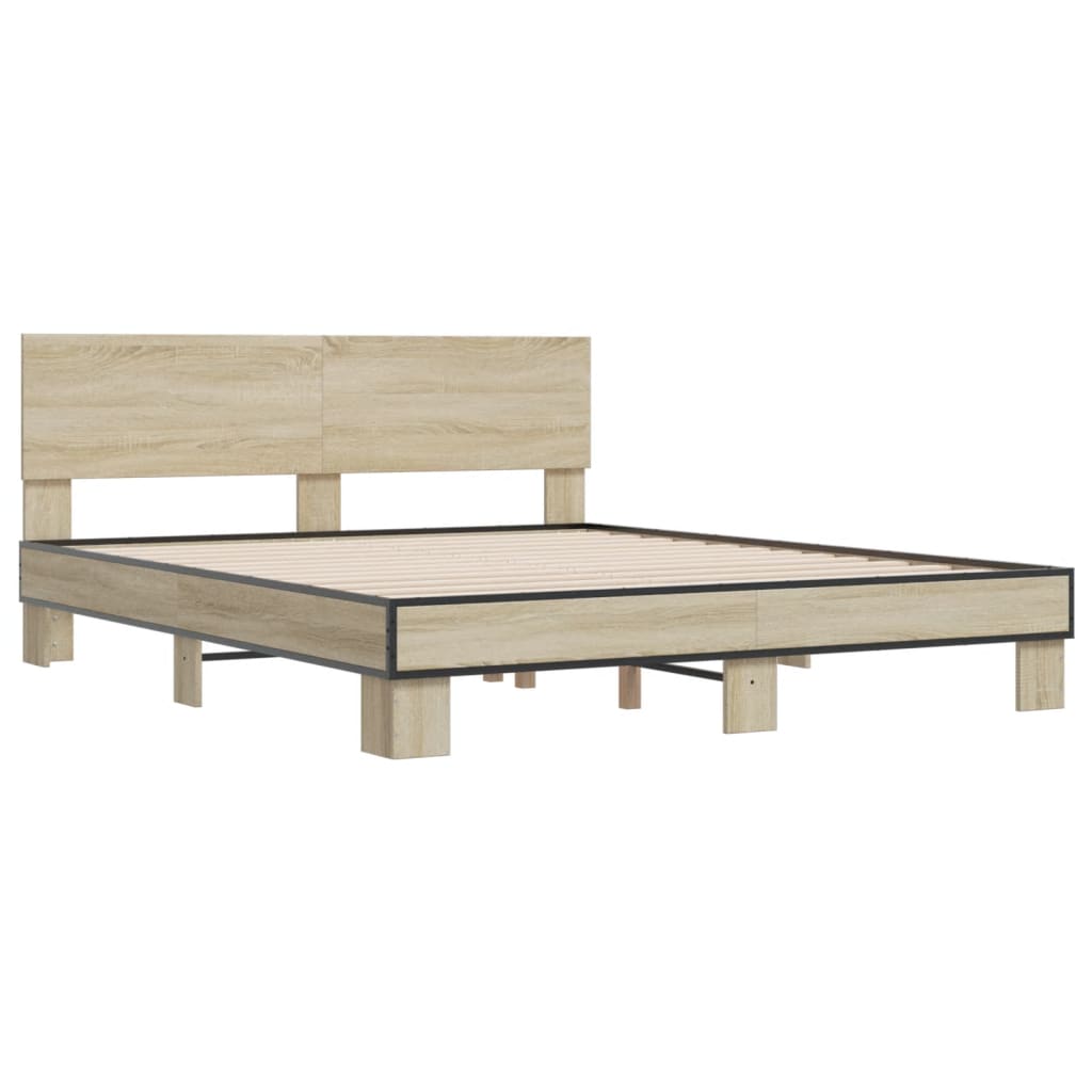 vidaXL Bed Frame without Mattress Sonoma Oak 150x200 cm King Size