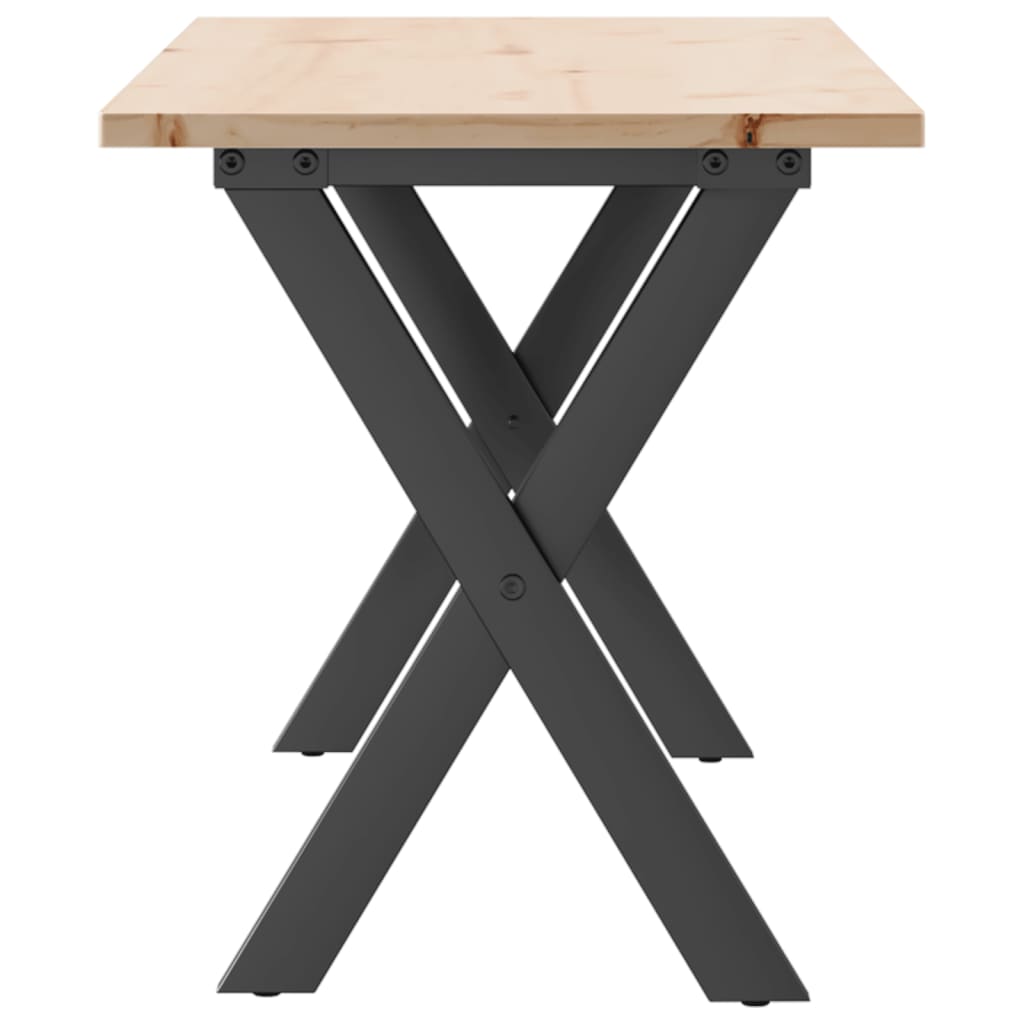 vidaXL Coffee Table X-Frame 110x40x45 cm Solid Wood Pine and Cast Iron