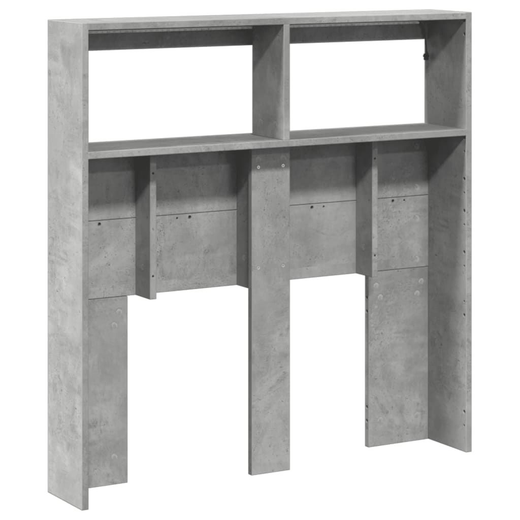 vidaXL Headboard Cabinet with LED Concrete Grey 100x17x102 cm