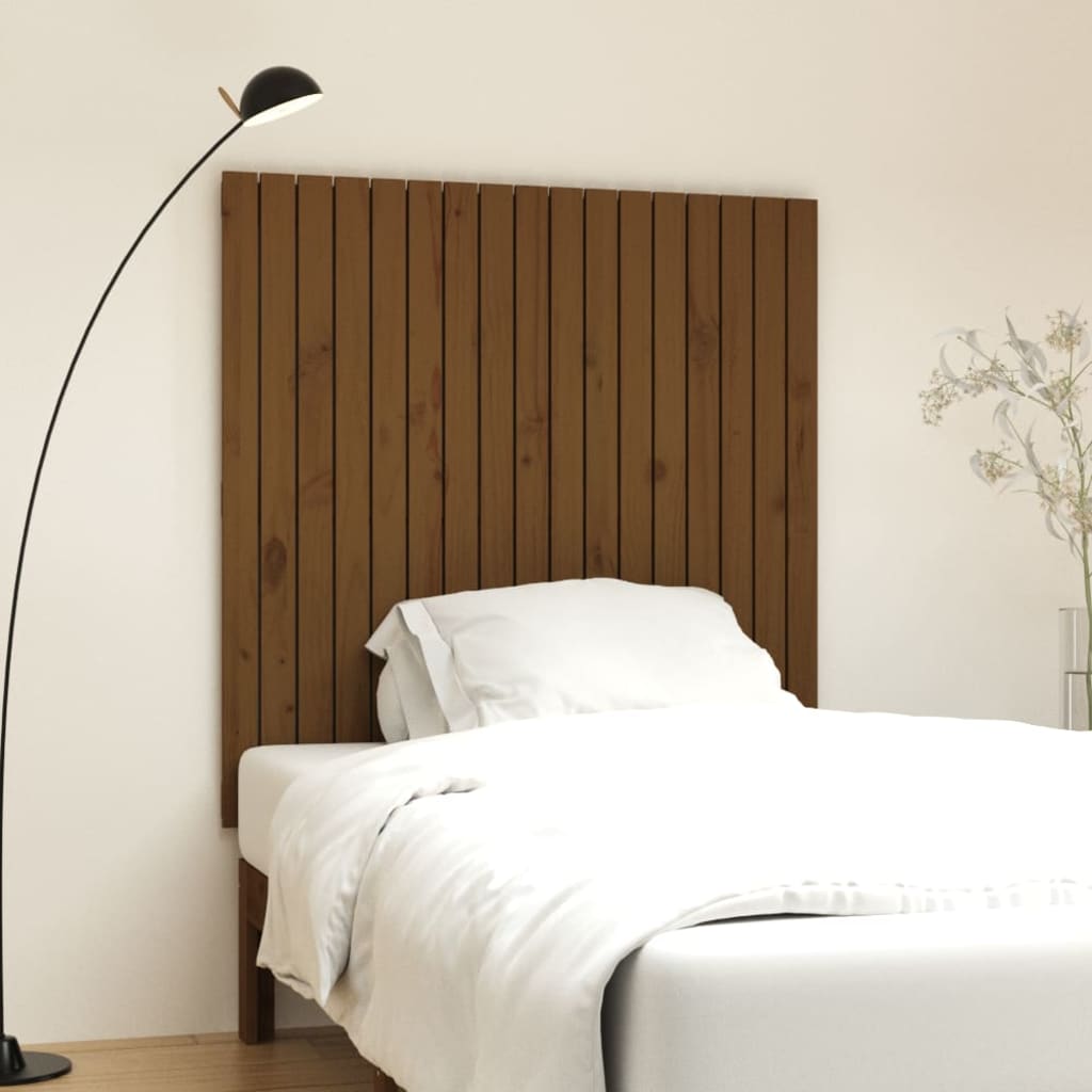 vidaXL Wall Headboard Honey Brown 108x3x110 cm Solid Wood Pine