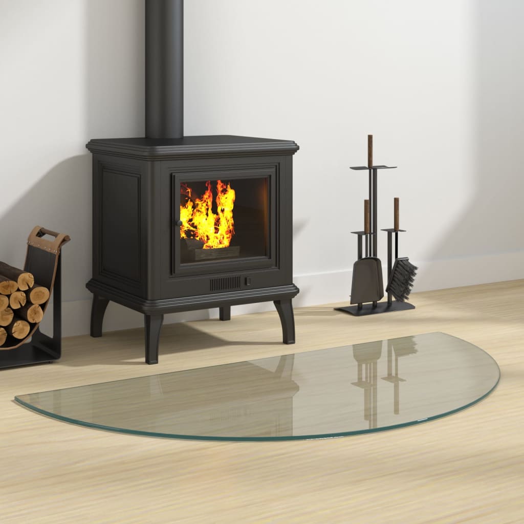 vidaXL Fireplace Glass Plate Half Round 1000x500 mm