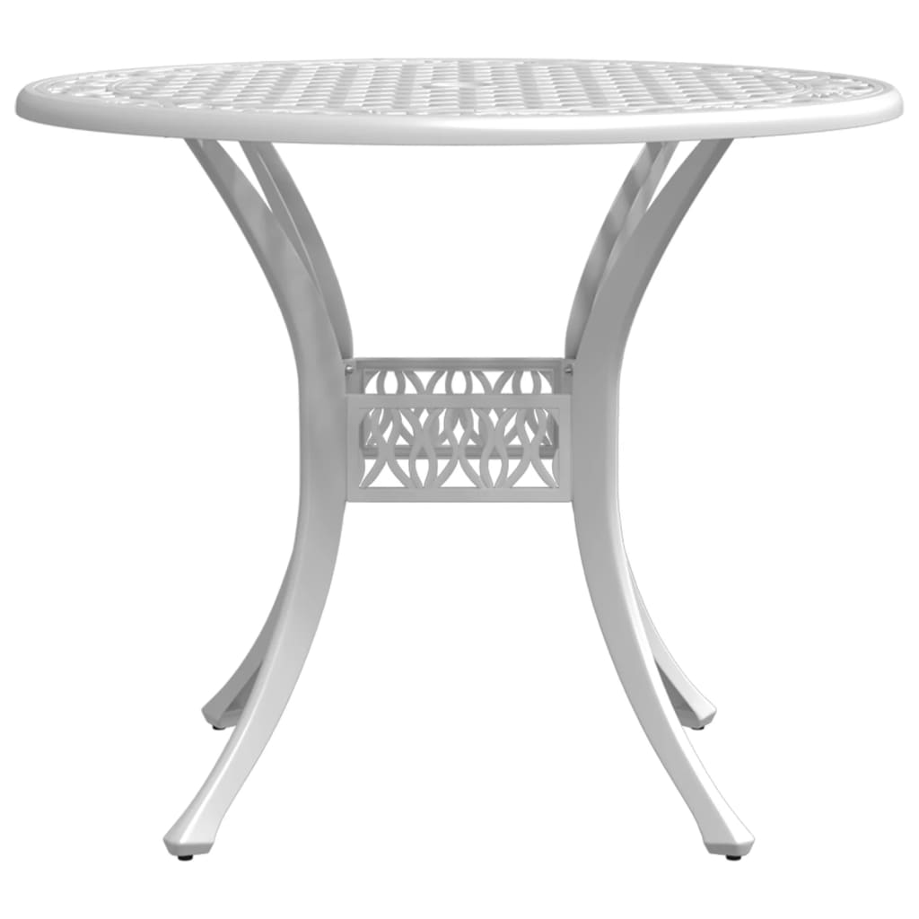 vidaXL Garden Table White Ø90x75 cm Cast Aluminium