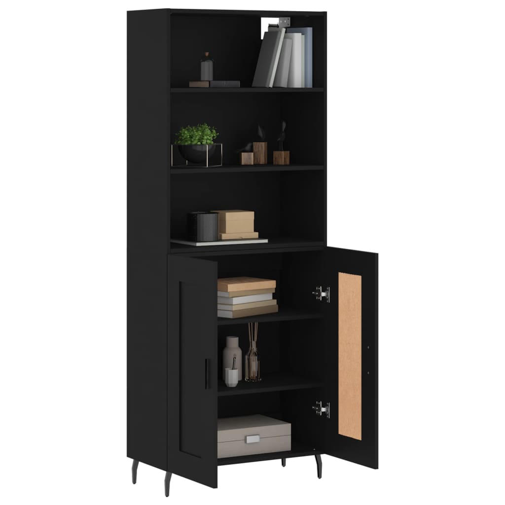 vidaXL Highboard Black 69.5x34x180 cm Engineered Wood